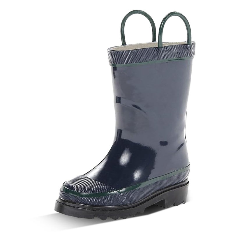 Western Chief Kids Waterproof Rubber Classic Rain Boot with Pull Handles, Navy, 4 M US Big Kid - Image 1